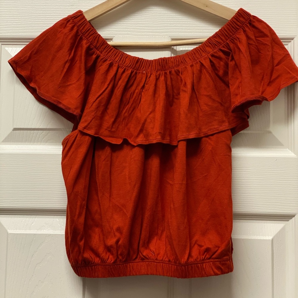 Zara Trafaluc Off the Shoulder Orange Crop Top